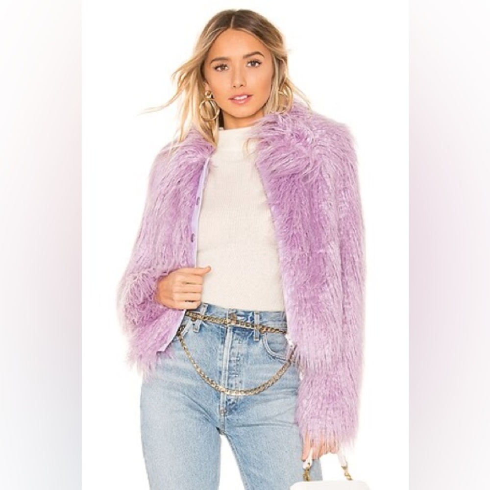 MAJORELLE Miriam Plush Lilac Teddy Coat